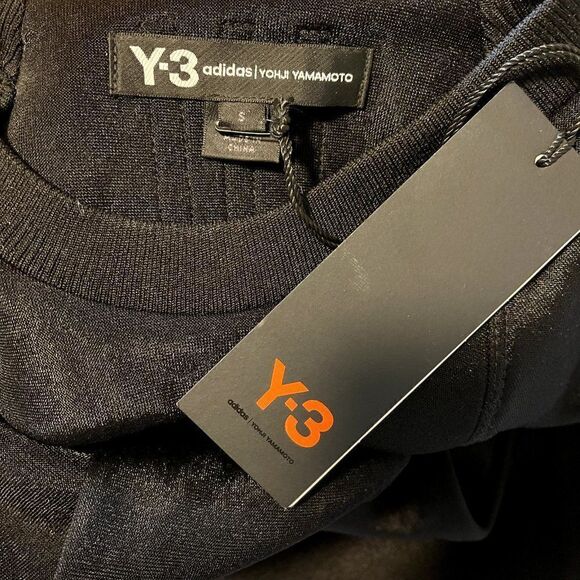 NWT Y-3 Adidas Yohji Yamamoto Mens Black Mesh Crewneck Sweatshirt Sz S - Picture 8 of 8